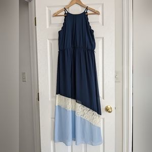 Scalloped High Neck Maxi Dress